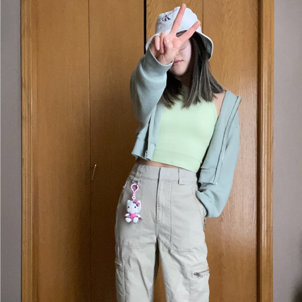 Beige Calvin Klein Bucket Hat with Embroidered Logo